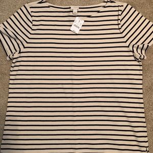 cream and black striped t-shirt
